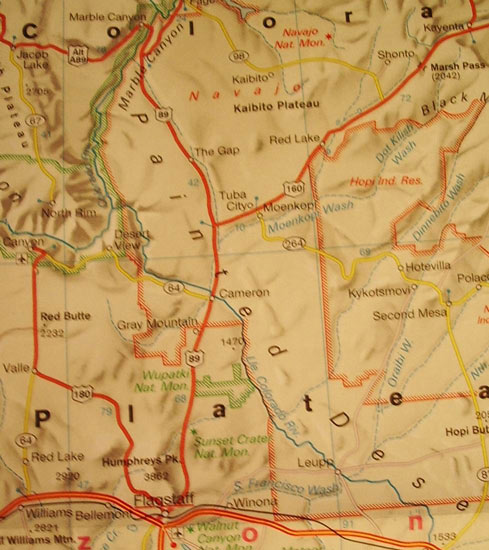 Carte Flagstaff -> Kayenta Carte Flagstaff -> Kayenta